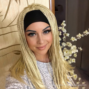 Synthetic braids wig Crochet Hair Fully Hand Tied Twist Braided With Headband Wig Synthetic Braiding Hair